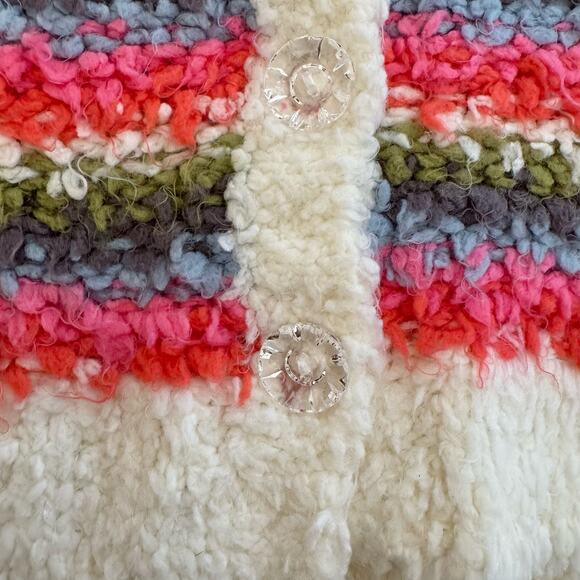 Mimi & Maggie Button Down Rainbow Stripe Fluffy Cardigan Sweater 2T NWT - Picture 4 of 10